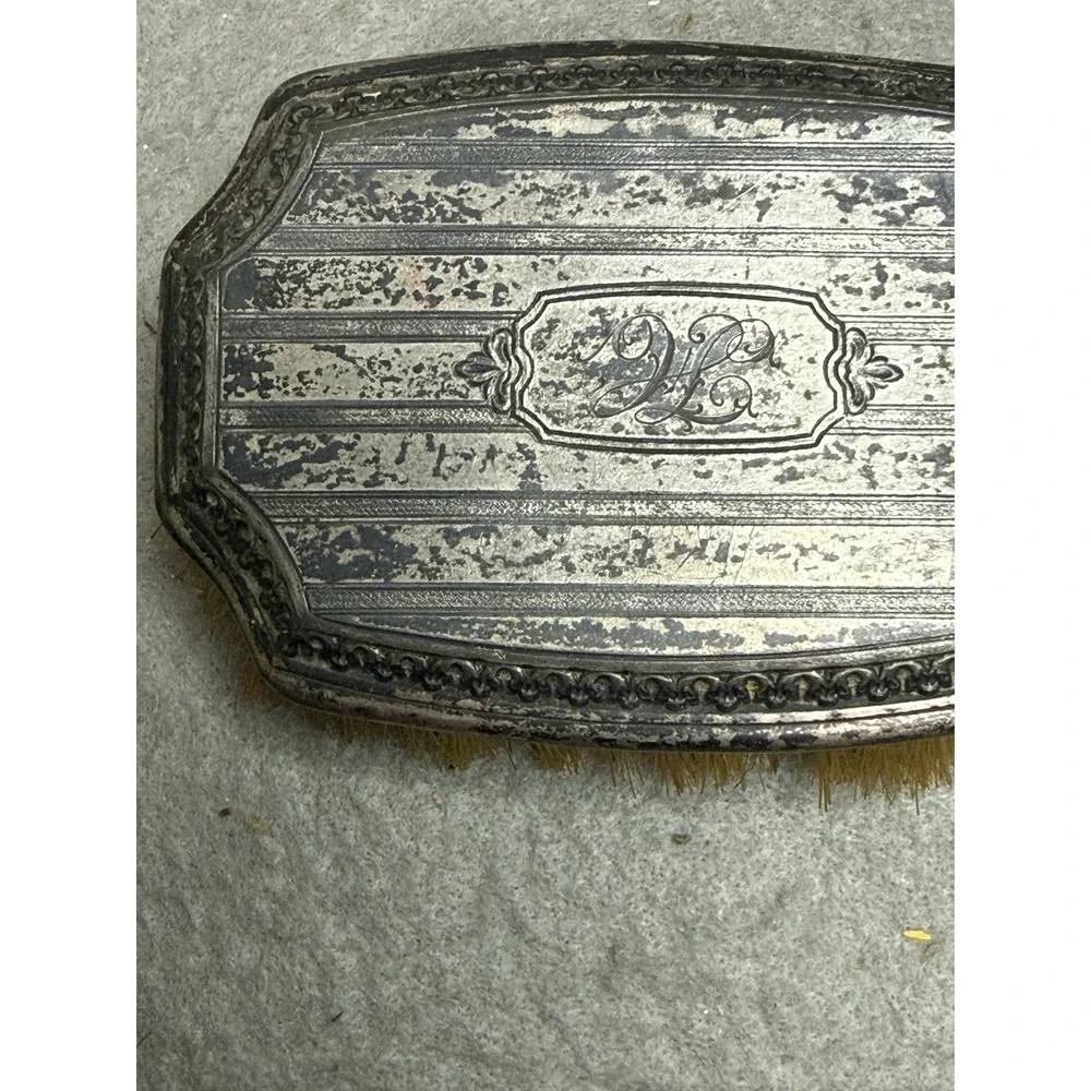 ANTIQUE Vanity (2) Hair Brush Silver‎ Plated Ornate  4.5